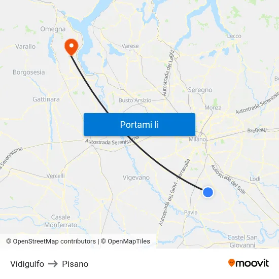 Vidigulfo to Pisano map