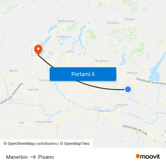 Manerbio to Pisano map