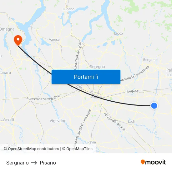 Sergnano to Pisano map