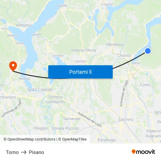 Torno to Pisano map