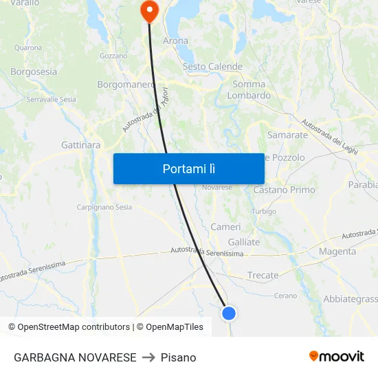 GARBAGNA NOVARESE to Pisano map