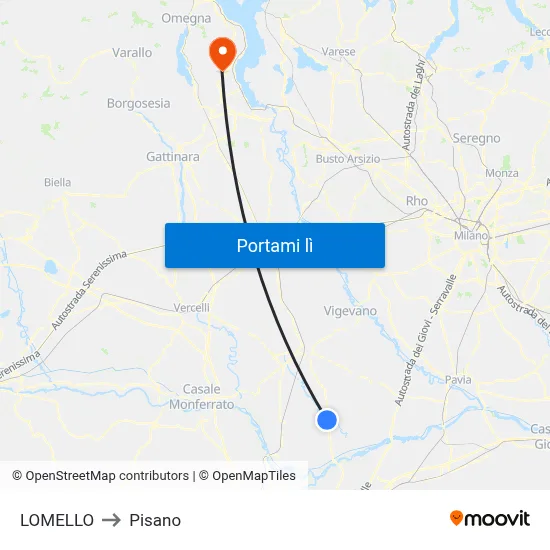 LOMELLO to Pisano map