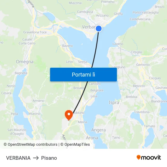 VERBANIA to Pisano map