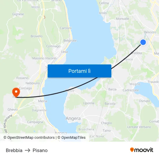 Brebbia to Pisano map