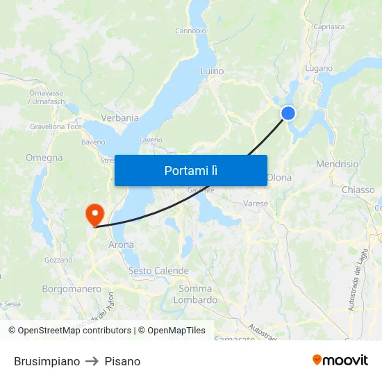 Brusimpiano to Pisano map