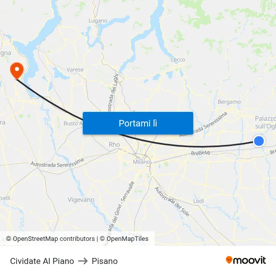 Cividate Al Piano to Pisano map