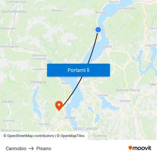 Cannobio to Pisano map