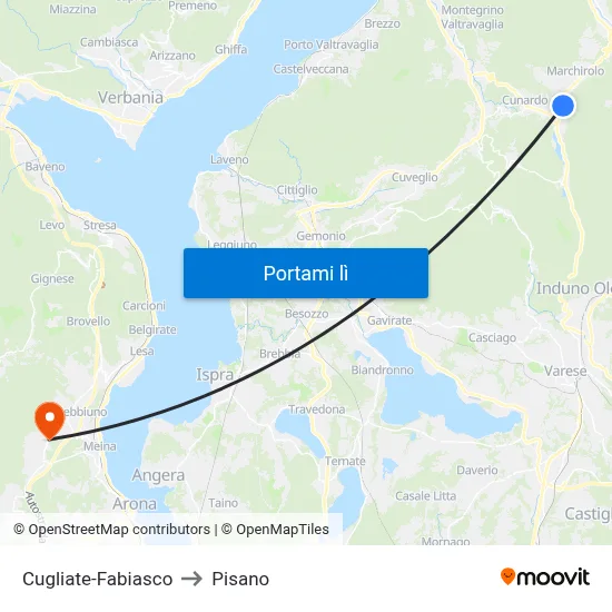 Cugliate-Fabiasco to Pisano map