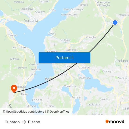 Cunardo to Pisano map