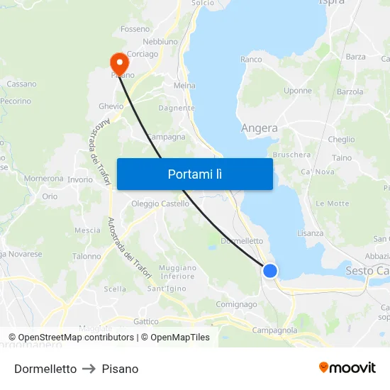 Dormelletto to Pisano map