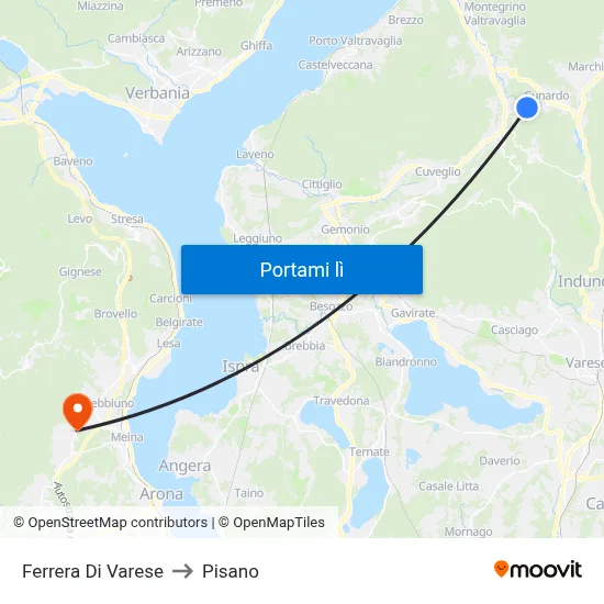 Ferrera Di Varese to Pisano map