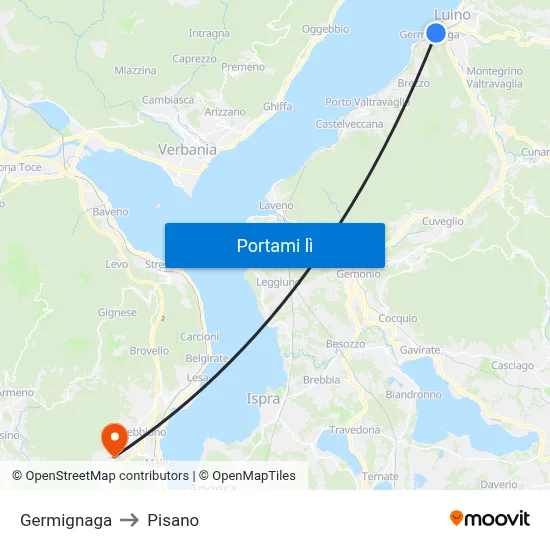 Germignaga to Pisano map