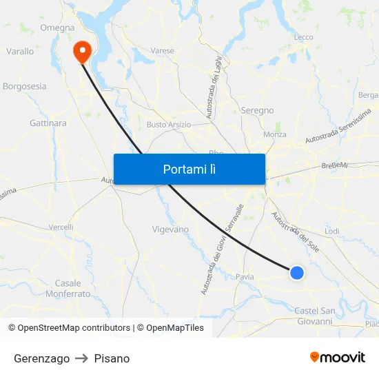 Gerenzago to Pisano map