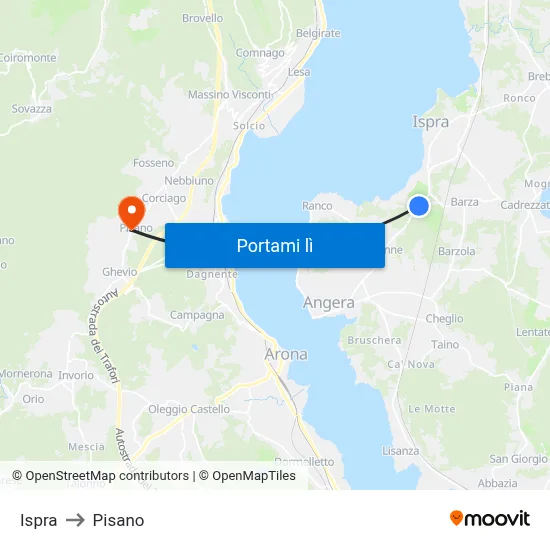 Ispra to Pisano map