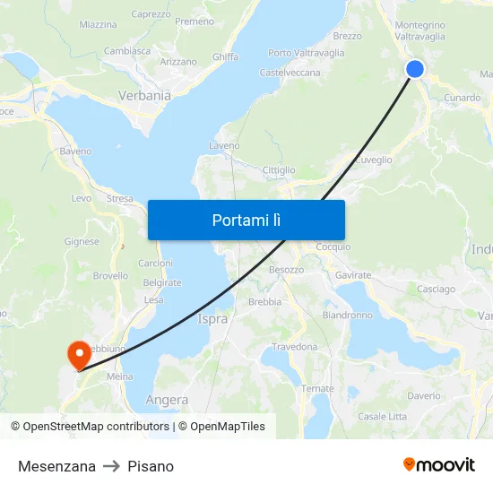Mesenzana to Pisano map
