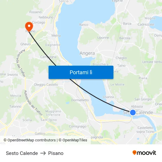 Sesto Calende to Pisano map