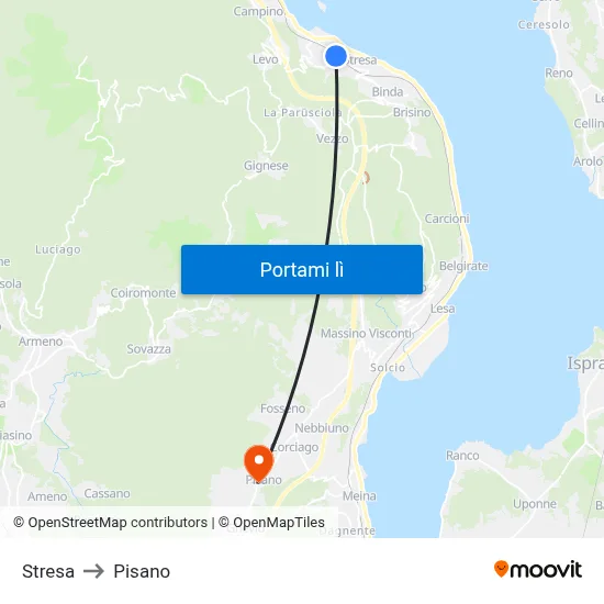 Stresa to Pisano map