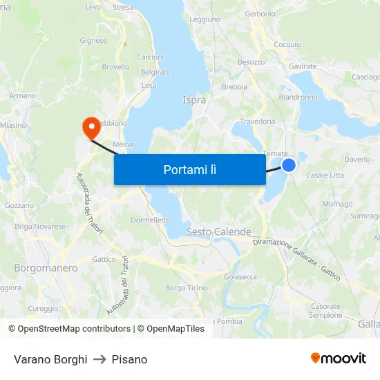 Varano Borghi to Pisano map