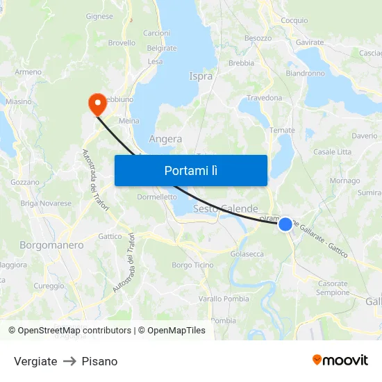 Vergiate to Pisano map