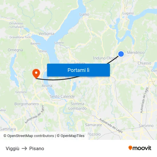 Viggiù to Pisano map