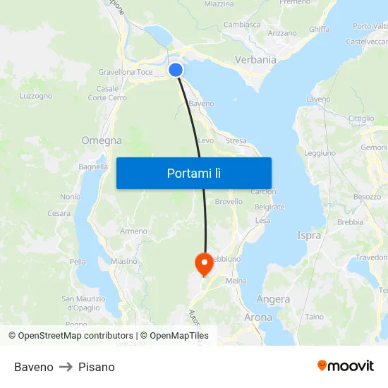 Baveno to Pisano map