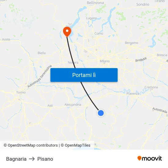 Bagnaria to Pisano map