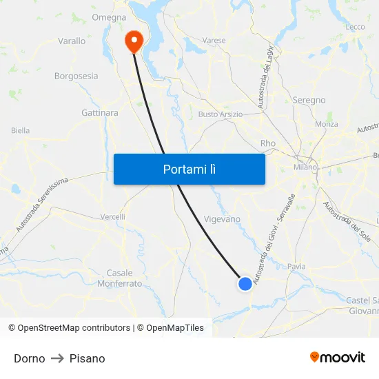 Dorno to Pisano map