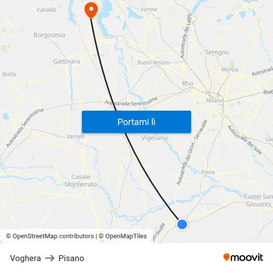Voghera to Pisano map