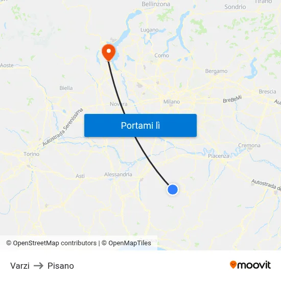 Varzi to Pisano map