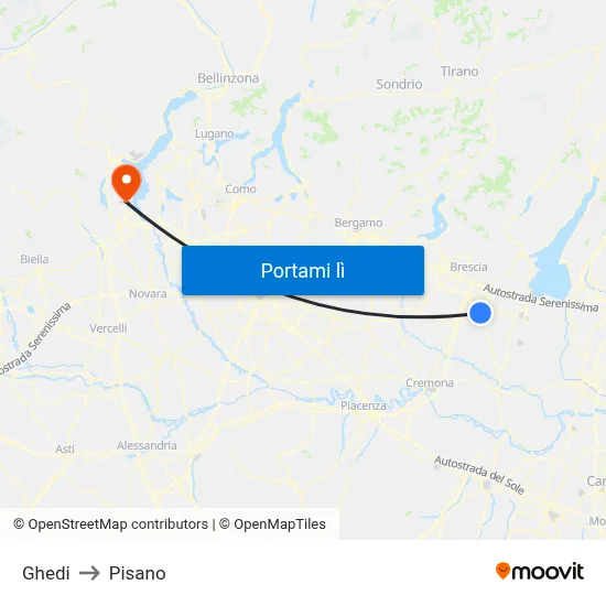 Ghedi to Pisano map