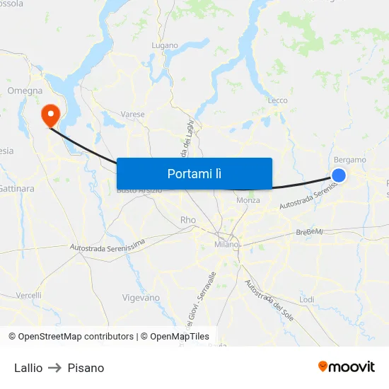 Lallio to Pisano map