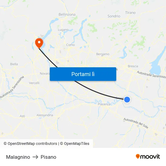 Malagnino to Pisano map