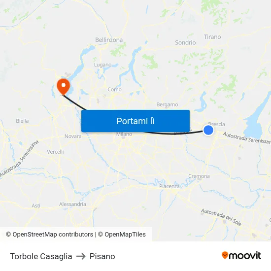 Torbole Casaglia to Pisano map