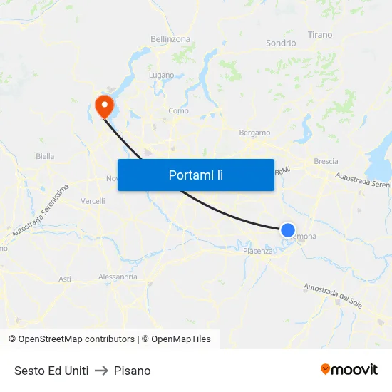Sesto Ed Uniti to Pisano map