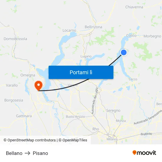 Bellano to Pisano map