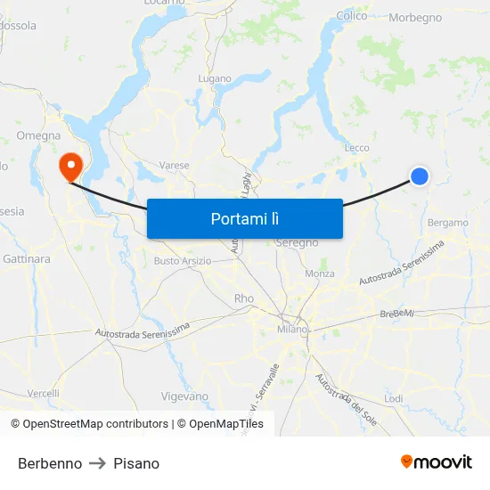 Berbenno to Pisano map