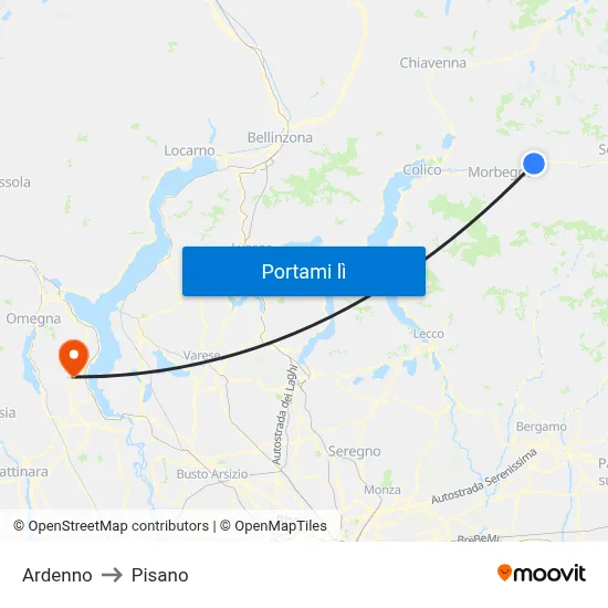 Ardenno to Pisano map