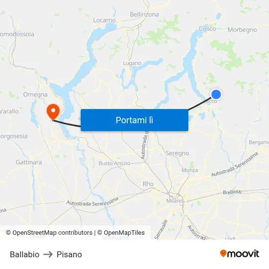 Ballabio to Pisano map