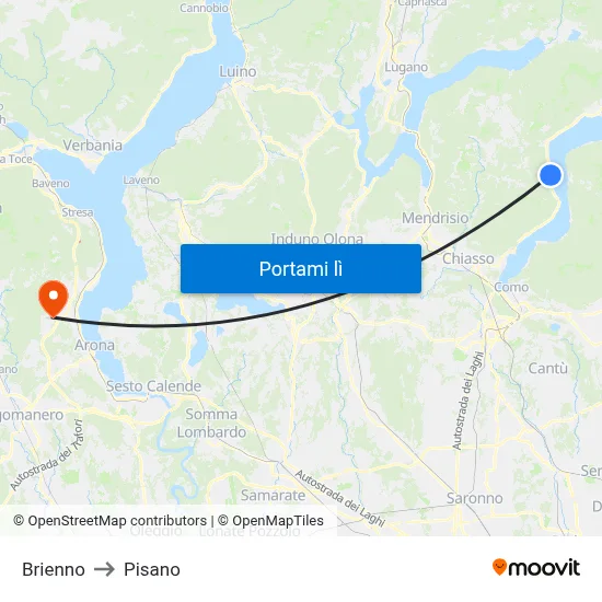Brienno to Pisano map