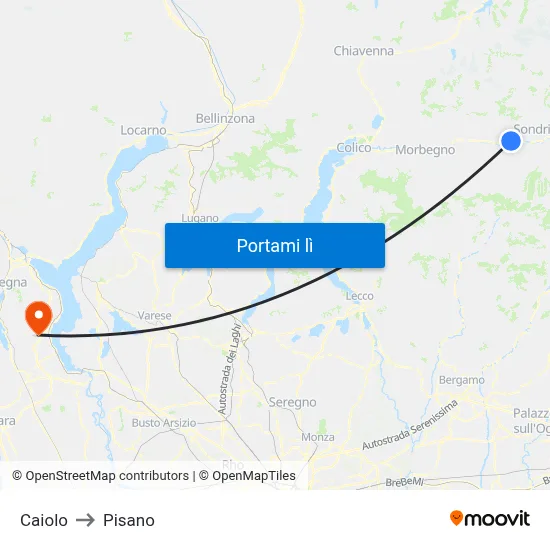 Caiolo to Pisano map