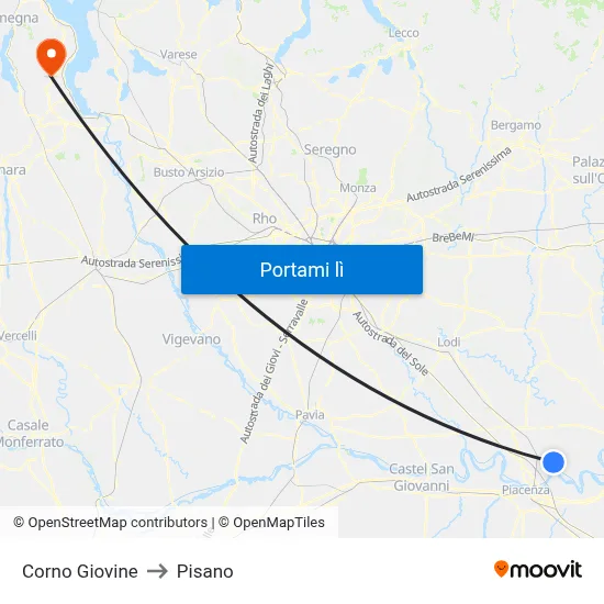 Corno Giovine to Pisano map