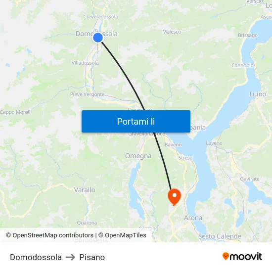 Domodossola to Pisano map