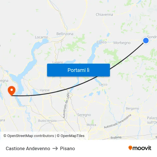 Castione Andevenno to Pisano map