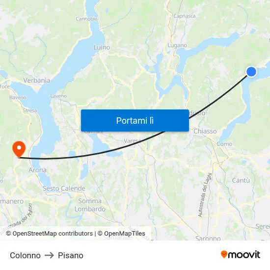 Colonno to Pisano map