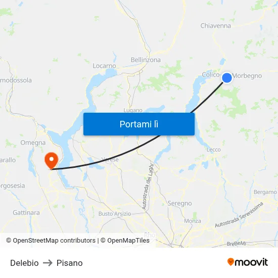 Delebio to Pisano map