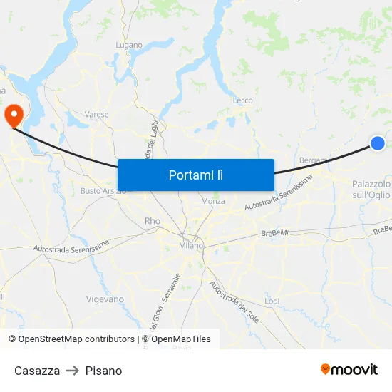 Casazza to Pisano map