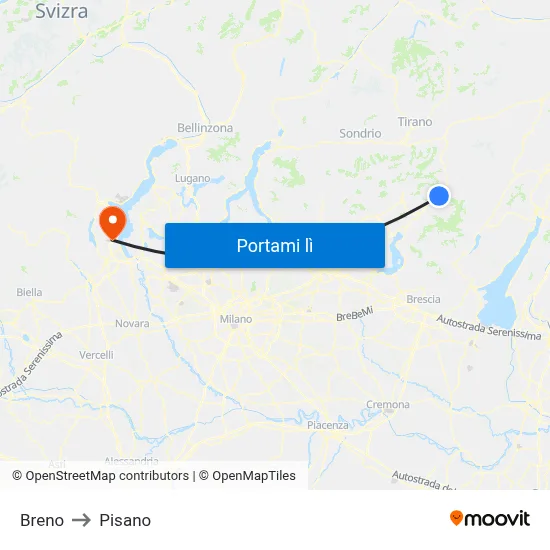Breno to Pisano map
