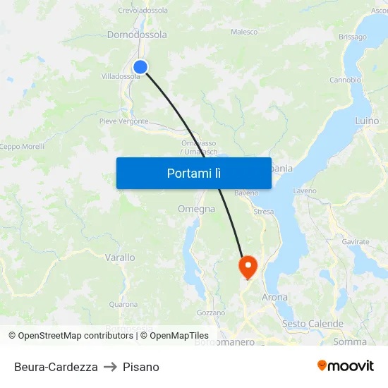 Beura-Cardezza to Pisano map