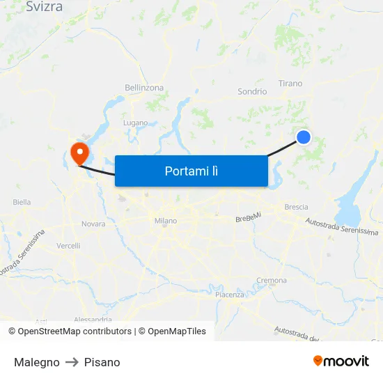 Malegno to Pisano map