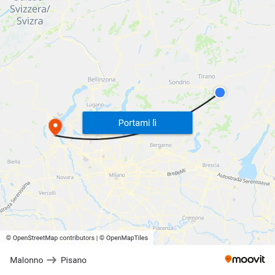 Malonno to Pisano map